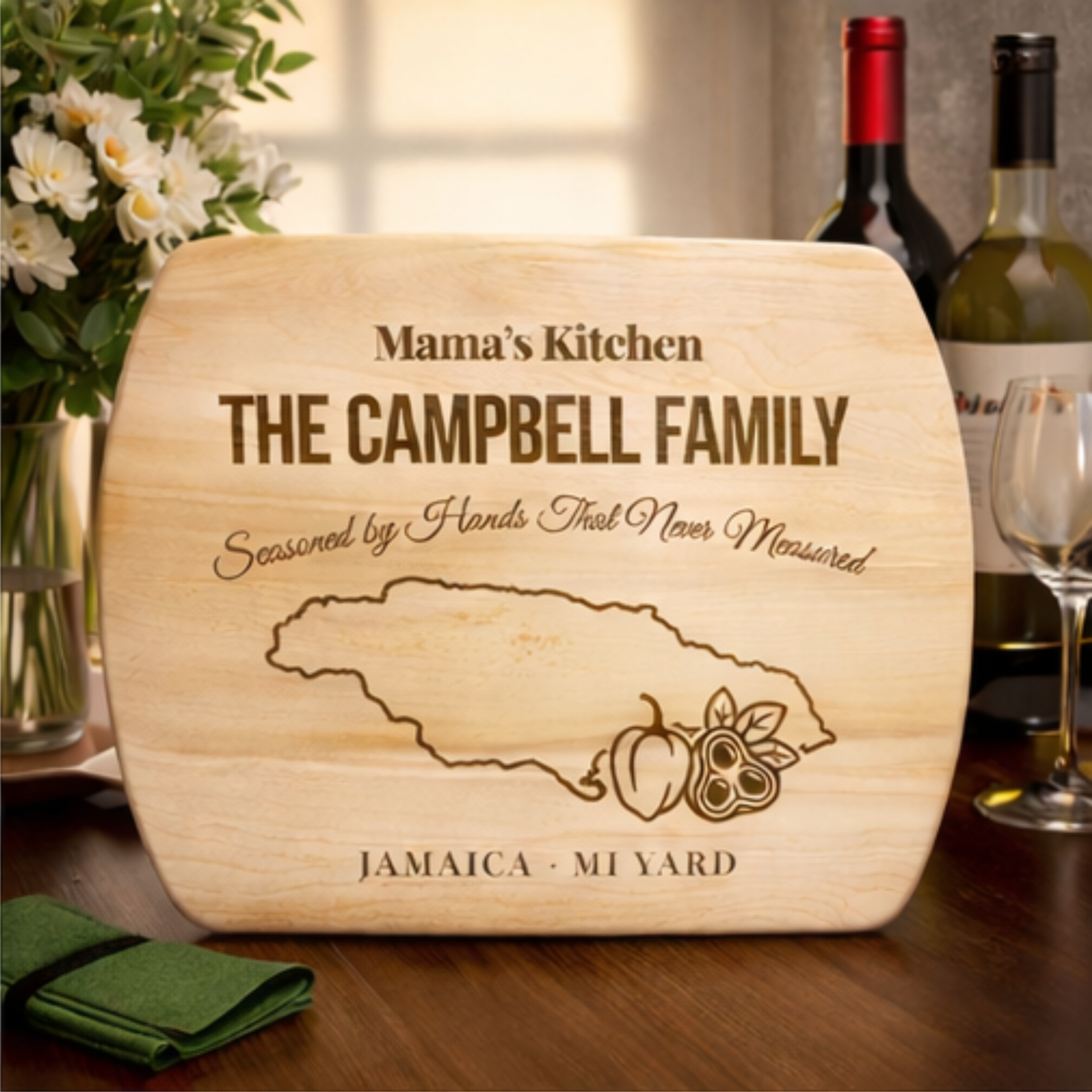 Personalized Jamaican Cutting Board Gift | Custom Family Name Kitchen Board | Caribbean Kitchen Decor | Housewarming Gift | Jamaica Mi Yard - Image 3