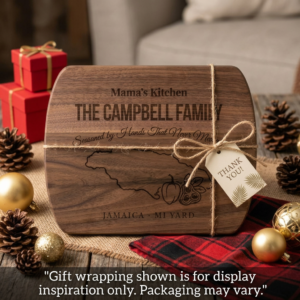 Personalized Jamaican Cutting Board Gift | Custom Family Name Kitchen Board | Caribbean Kitchen Decor | Housewarming Gift | Jamaica Mi Yard